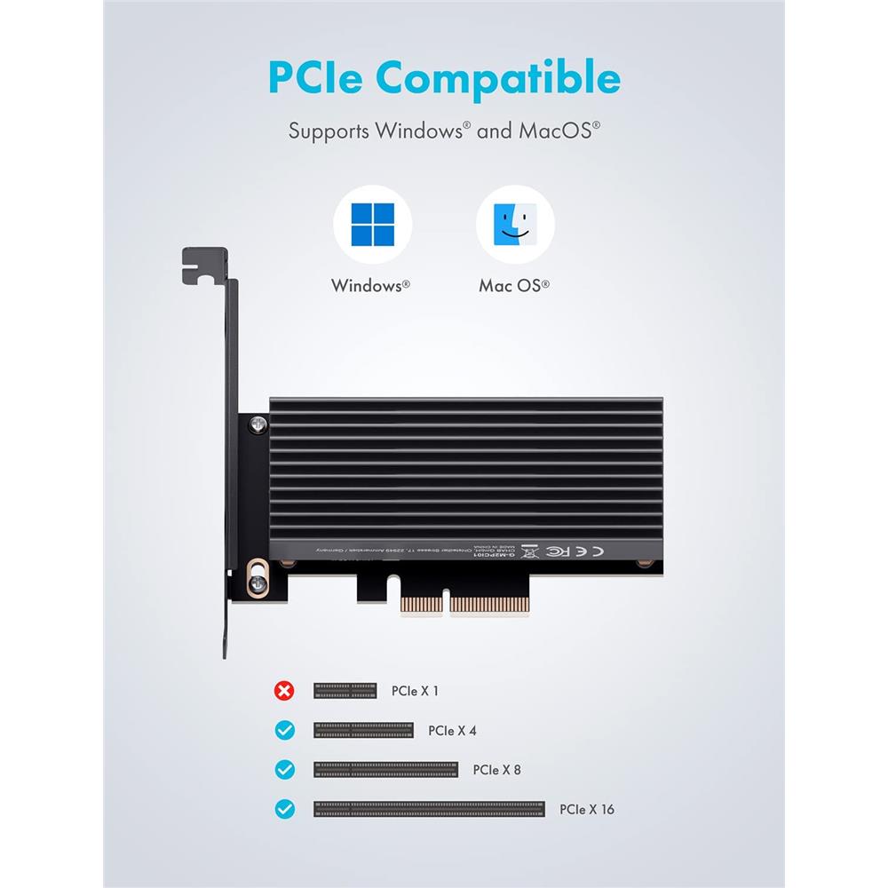 GRAUGEAR M.2 NVMe PCIe 4.0 Adapterkarte mit Kühlkörper