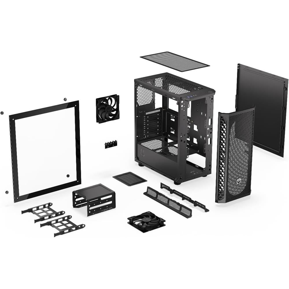 ENDORFY Signum 300 Core, ATX PC-Gehäuse, inkl. 2x 120mm PWM-Lüfter, Mesh-Frontplatte, Seitenteil aus gehärtetem Glas | EY2A004