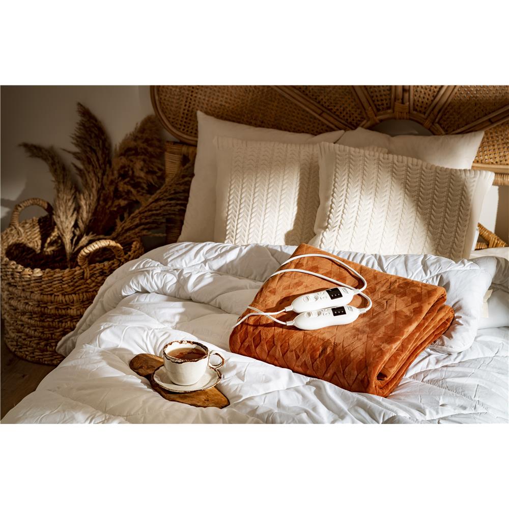 Camry CR 7436 elektrische Heizdecke mit Zeitschaltuhr Timer Heizunterbett braun