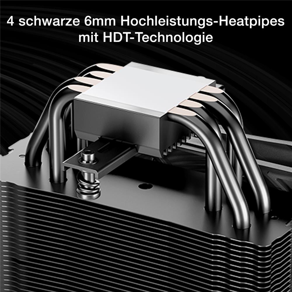 be quiet! Pure Rock 3 Black Luftkühler sehr hohe Kühlleistung 4 Hochleistungs-Heatpipes mit HDT-Technologie