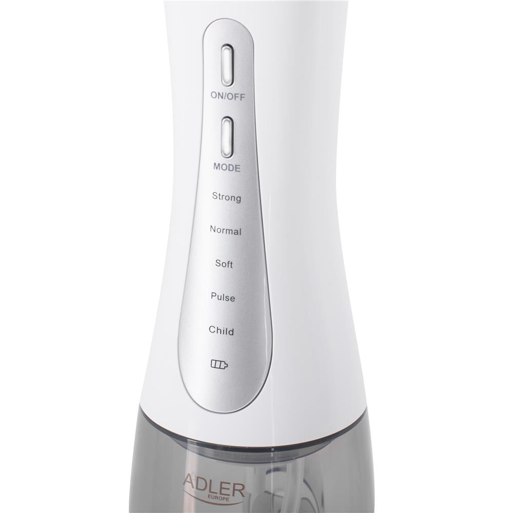 Adler AD 2185 Munddusche Weiß 350ml 5 Modi 10 Aufsätze USB-C 1800mAh