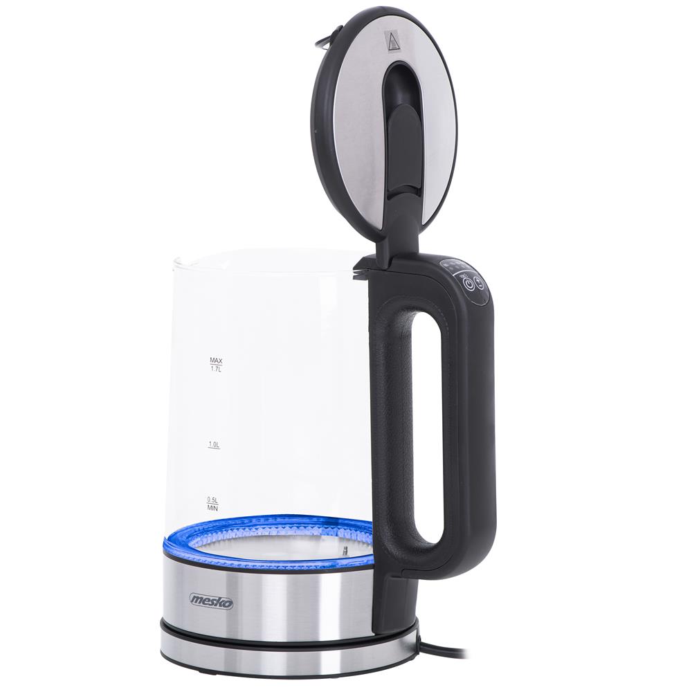 Mesko MS 1301B Glas Wasserkocher 1,7 L mit Temperaturwahl LED Schwarz