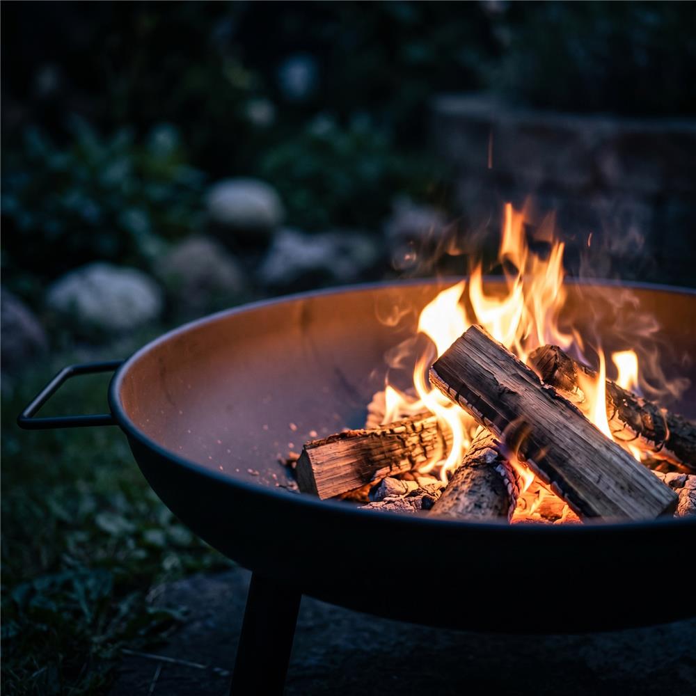 Adler AD 6819 Feuerschale Garten 58 cm, Stahl Feuerstelle Outdoor für Holz & Briketts, runde Gartenschale mit Griffen, 3 Standbeinen, hitzebeständig bis 500 °C, Matt