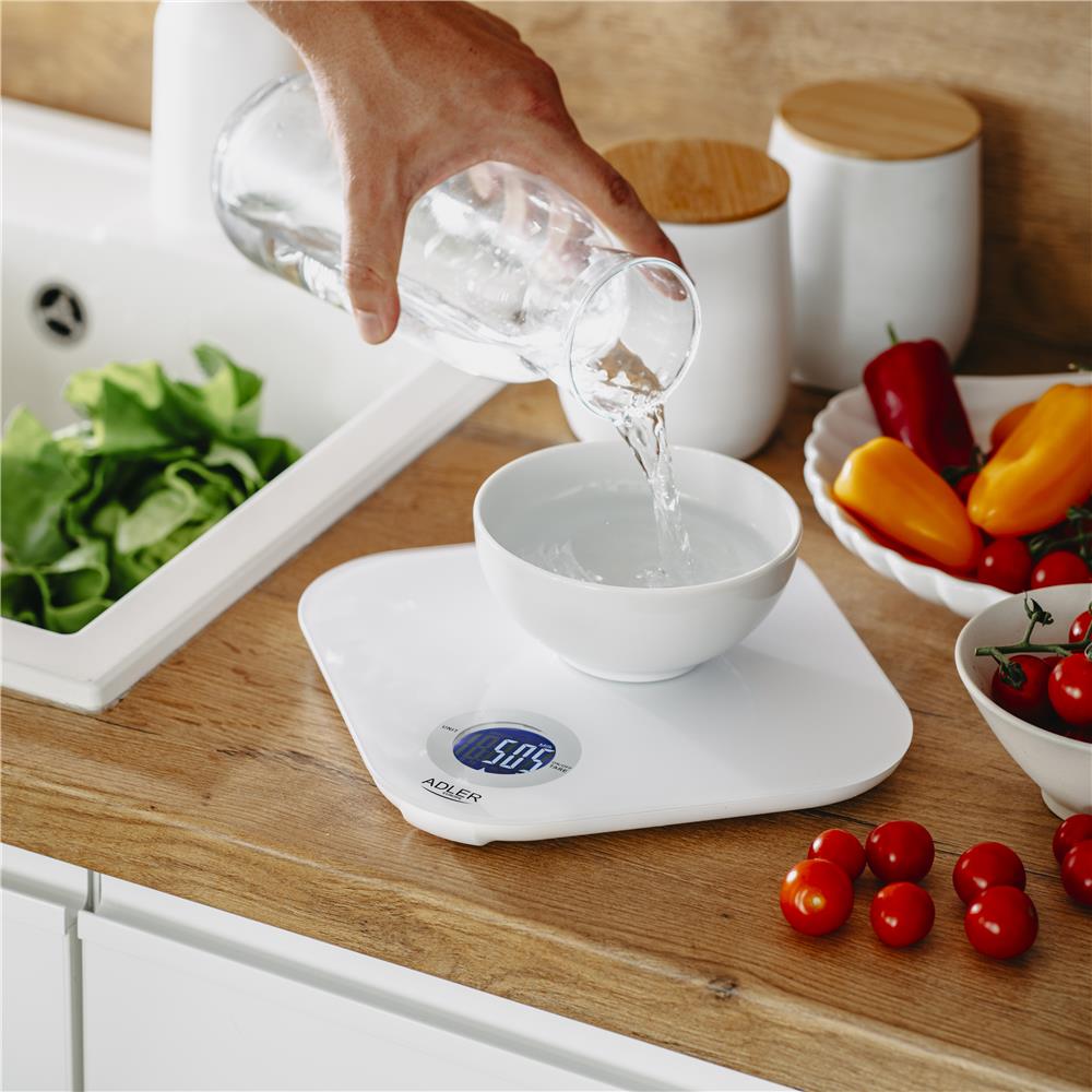 Adler AD 3180 Digitale Küchenwaage 10 kg mit LCD Display und Tara Funktion Weiß
