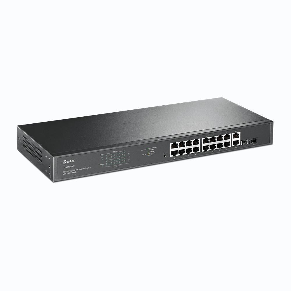 TP-Link TL-SG1218MP 18-Port Gigabit Rackmount Switch mit 16× PoE+ Ports, 250W PoE-Budget