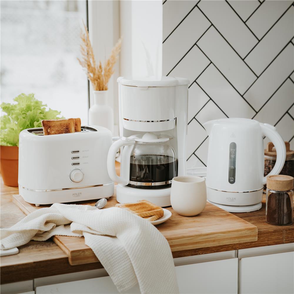 Adler AD 3224 Toaster Weiß Auftauen Brötchenaufsatz 7 Stufen Rutschfeste Füße Herausnehmbare Krümellade