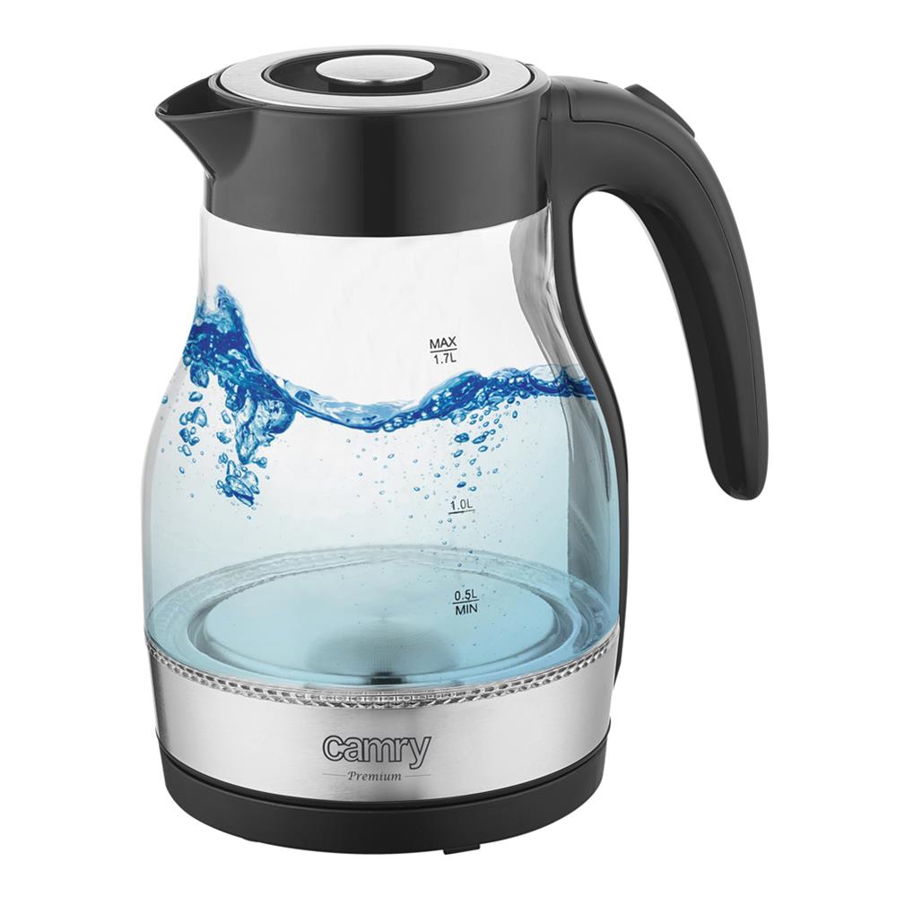 Camry CR 1300 Glas Wasserkocher 1,7 Liter mit LED Beleuchtung Edelstahl