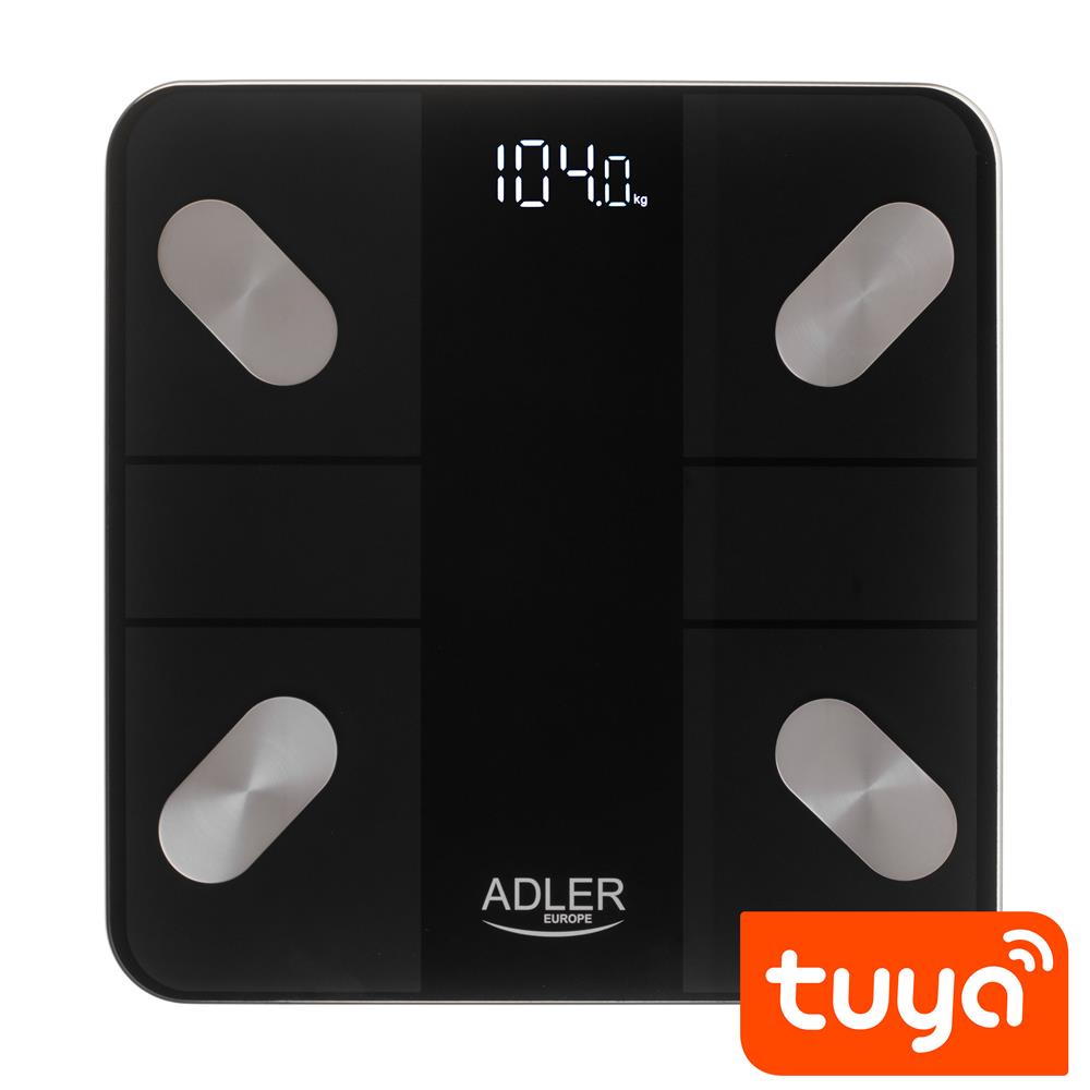 Adler AD 8186 Smart Badezimmerwaage mit App und Bluetooth Schwarz