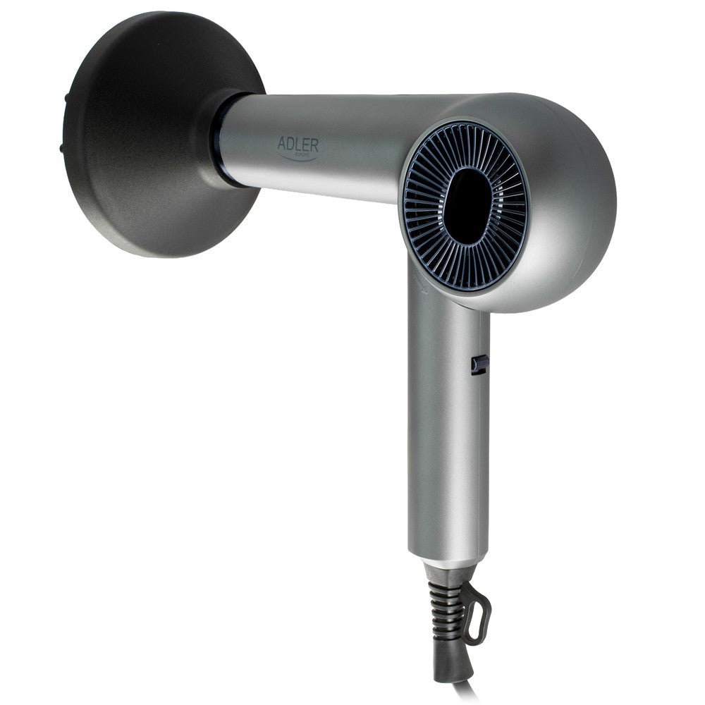 Adler AD 2289 SUPERSPEED Haartrockner mit Ionen-Technologie, 1600W, brushless Motor, 110.000 U/min, 4 Aufsätze, Diffusor, klappbarer Griff, Schwarz