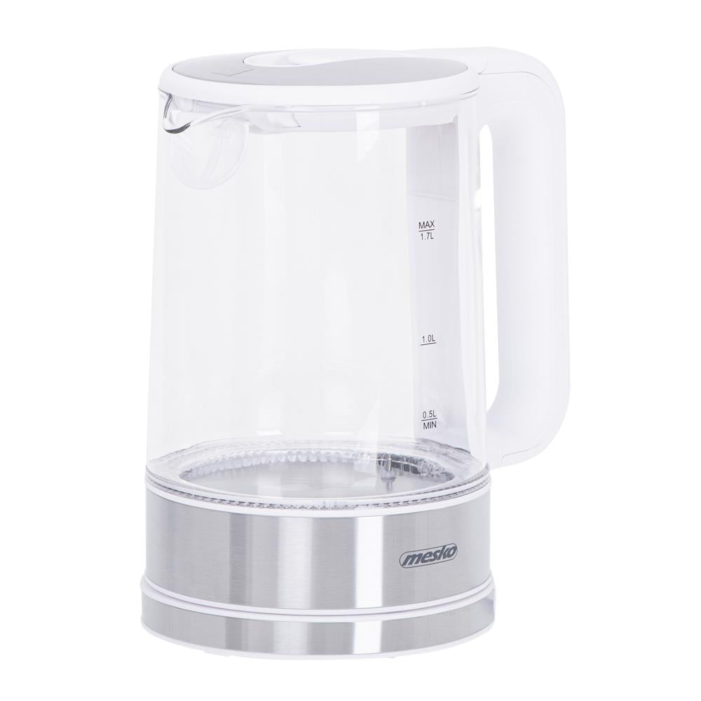 Mesko MS 1301W Glas Wasserkocher 1,7 L mit Temperaturwahl LED Weiß