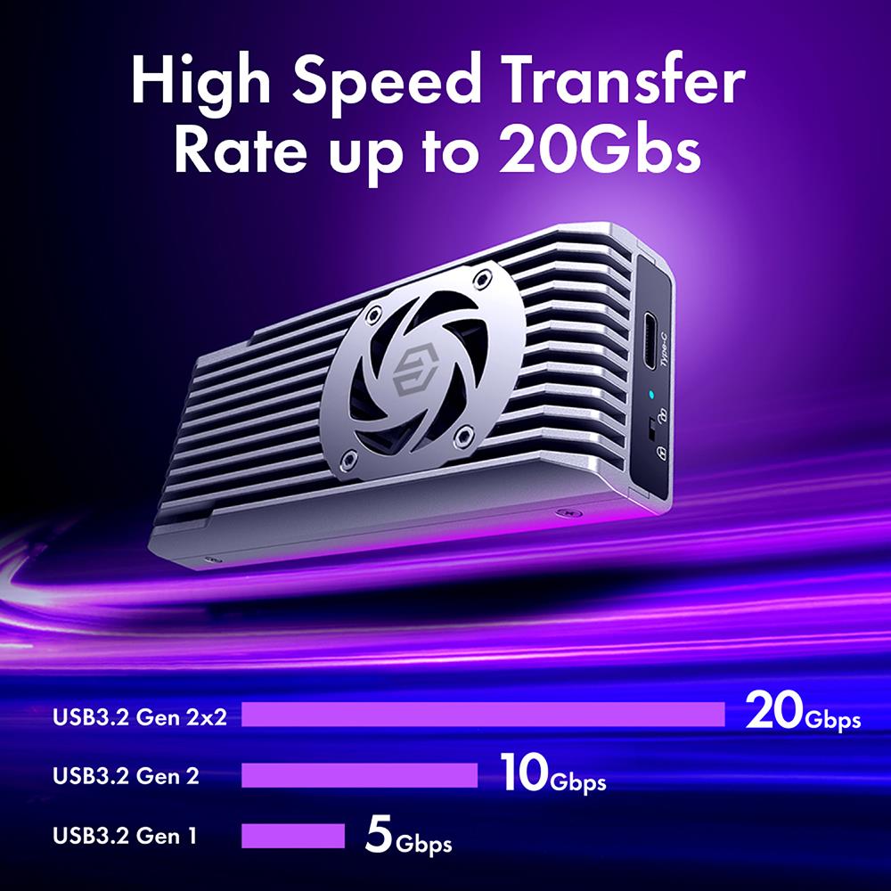 GRAUGEAR USB 3.2 Gen2x2 Gehäuse für M.2 PCIe Gen4 NVMe SSD