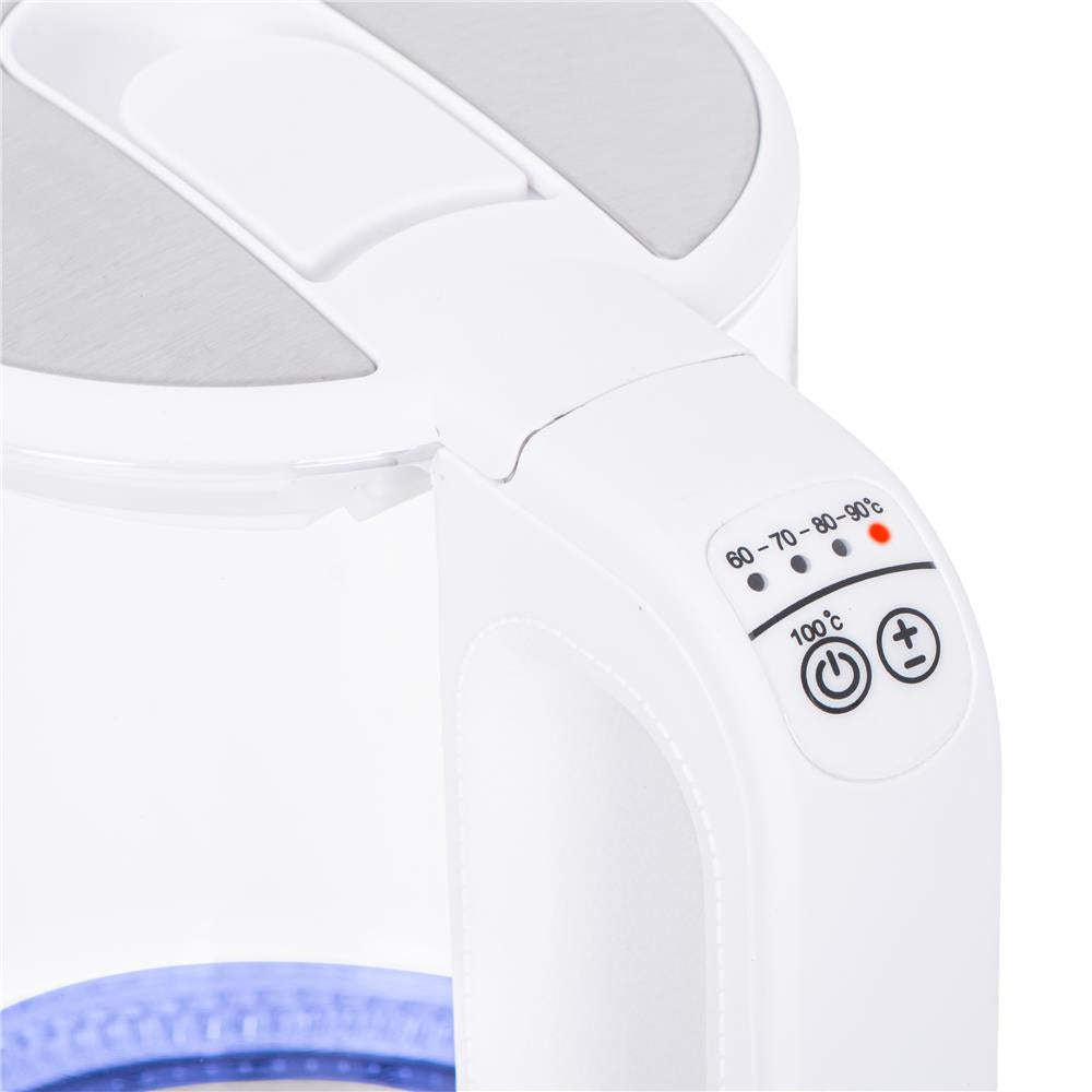 Mesko MS 1301W Glas Wasserkocher 1,7 L mit Temperaturwahl LED Weiß