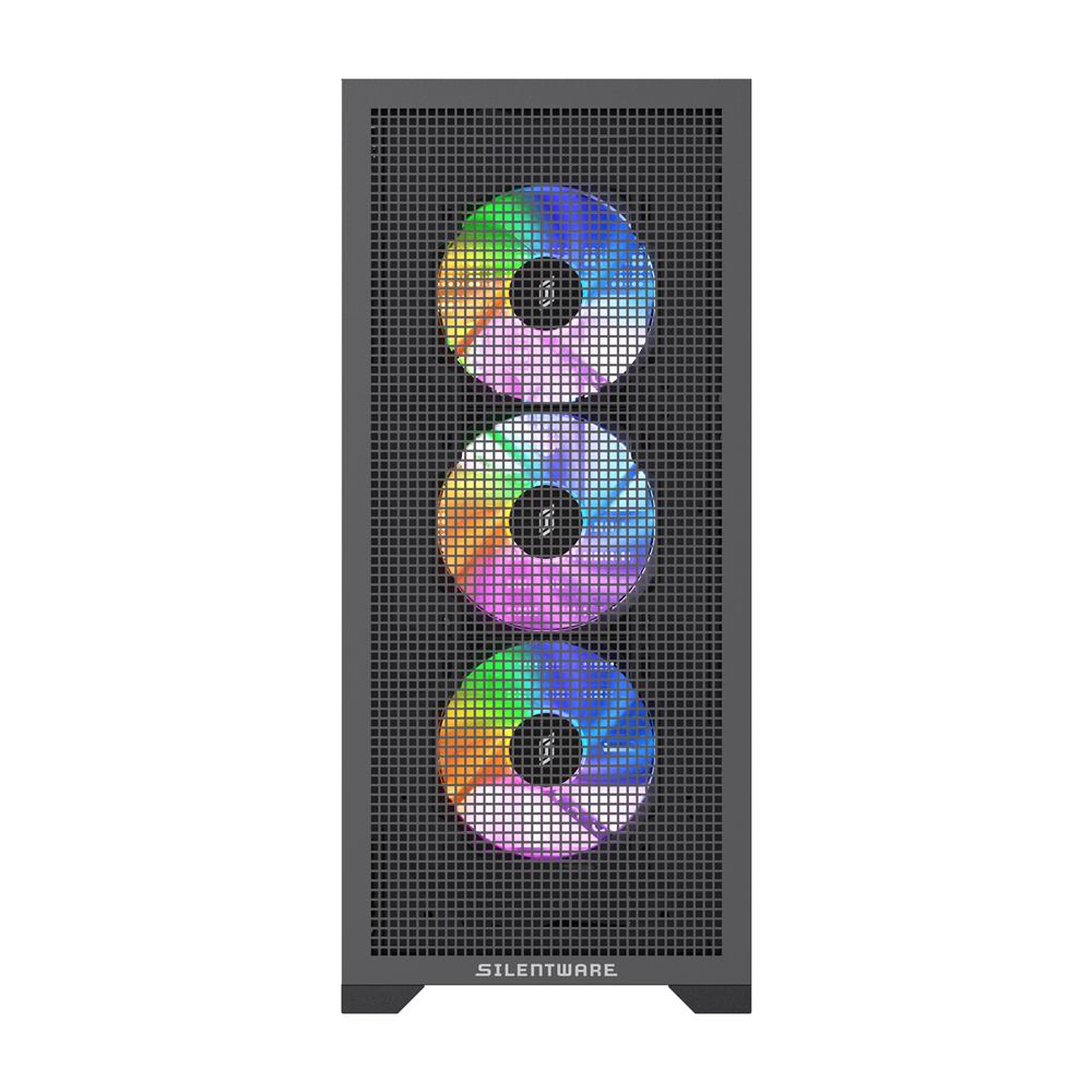 Silentware Core 100 A-RGB Black – Midi Tower mit Mesh-Front, Glas-Seitenfenster & 4 PWM RGB Lüftern