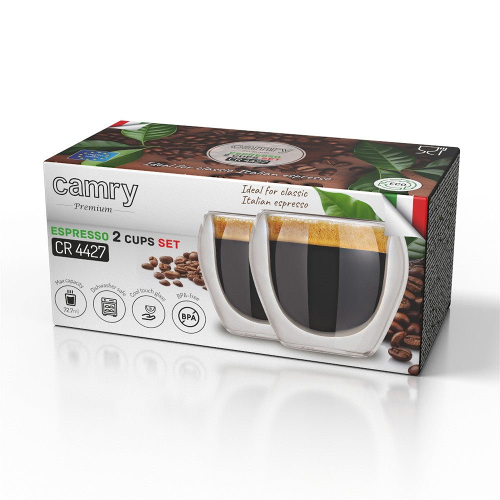 Camry CR 4427 Espresso Glasbecher 2er Set 72,7 ml spülmaschinenfest