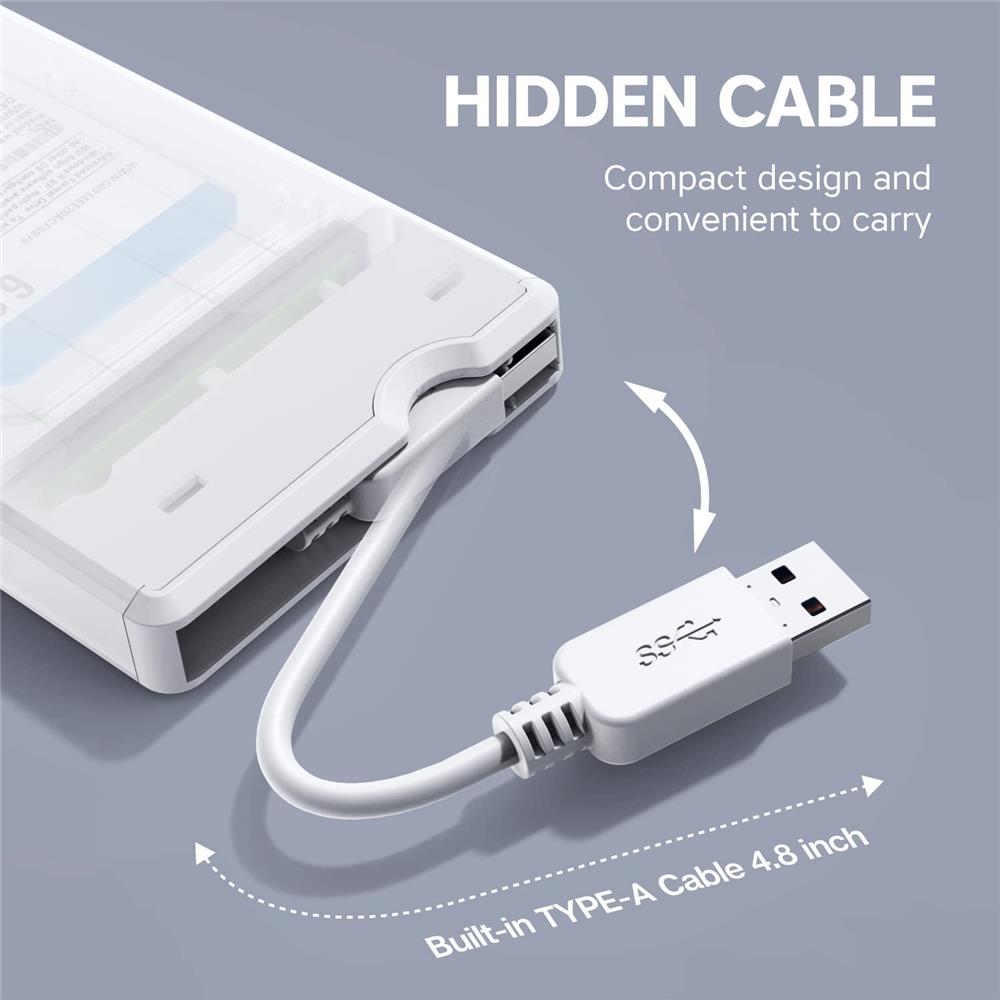 GRAUGEAR Externes Gehäuse für 2,5 Zoll SSD HDD mit USB C Adapter