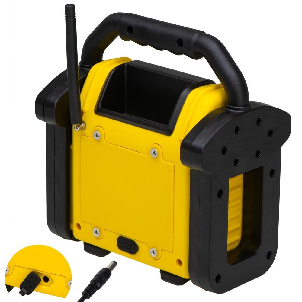 Adler AD 1911 Baustellenradio mit Bluetooth und AUX wasserdicht Gelb Schwarz