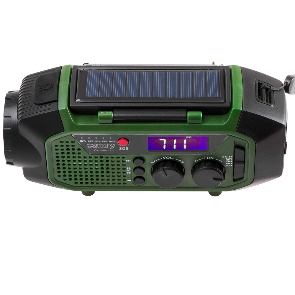 Camry CR 1919 Notfallradio mit Solar, Kurbel, Bluetooth, 4000 mAh Powerbank, Taschenlampe und Leselampe