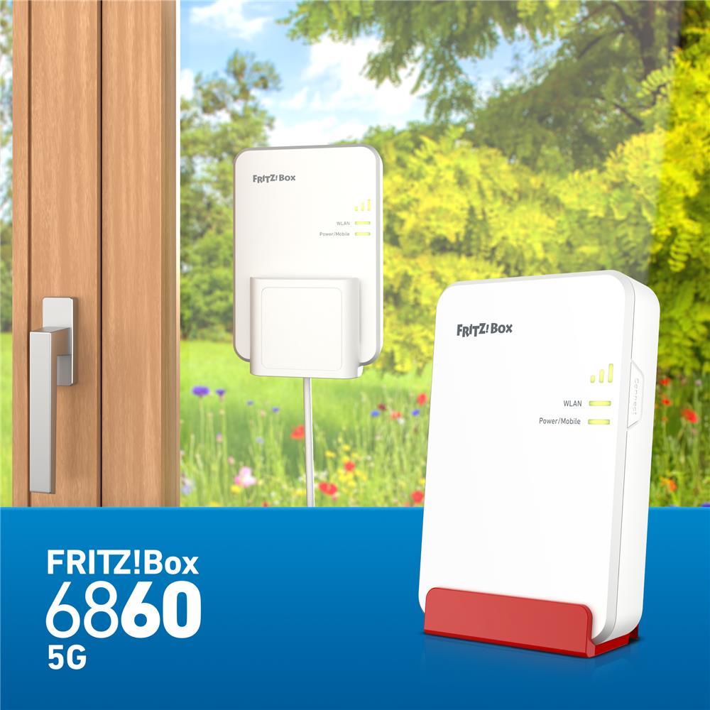 FRITZ!Box 6860 5G – Kompakter 5G-Router mit Wi-Fi 6 & Wandmontage-Option