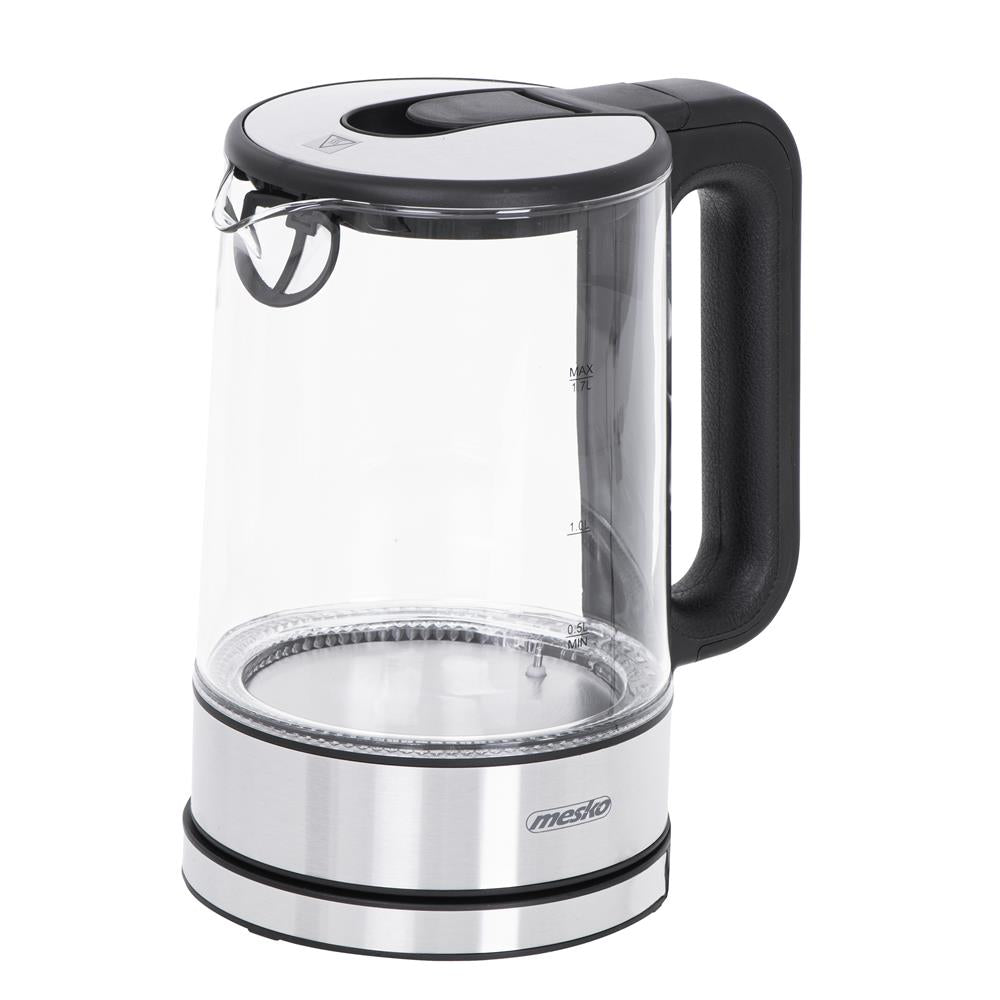 Mesko MS 1301B Glas Wasserkocher 1,7 L mit Temperaturwahl LED Schwarz