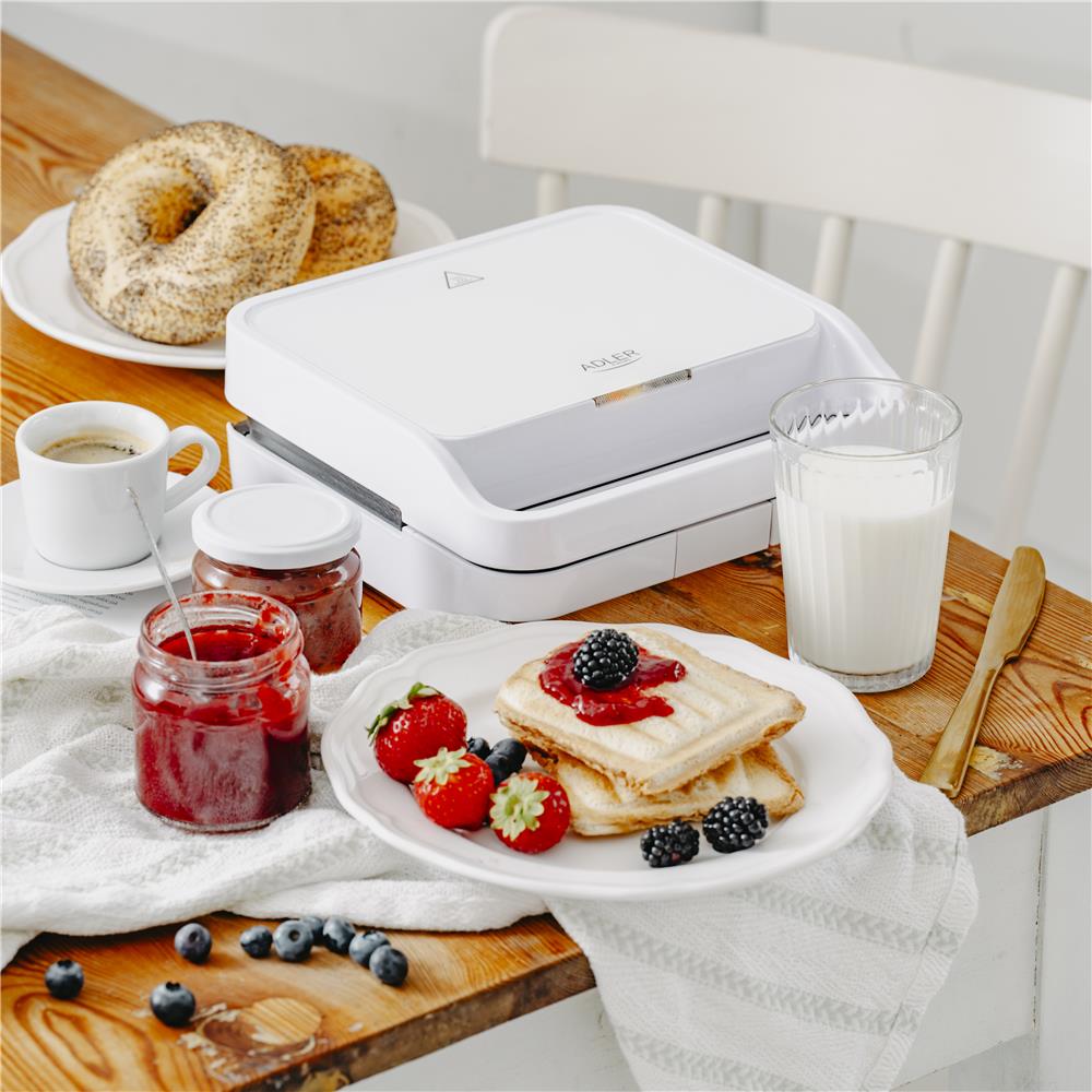Adler AD 3070 2 in 1 Sandwichmaker und Kontaktgrill 1100 Watt Weiß