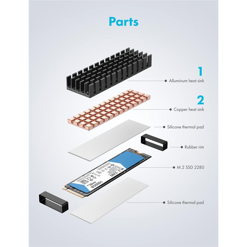 GRAUGEAR Kühlkit für M.2 2280 SSD Aluminium Kupfer