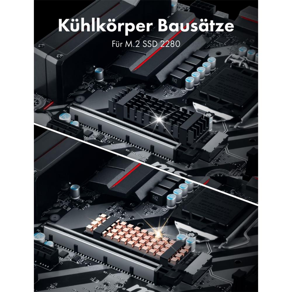 GRAUGEAR Kühlkit für M.2 2280 SSD Aluminium Kupfer