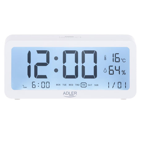 Adler AD 1195w digital Wecker batteriebetrieben Temperaturanzeige weiß
