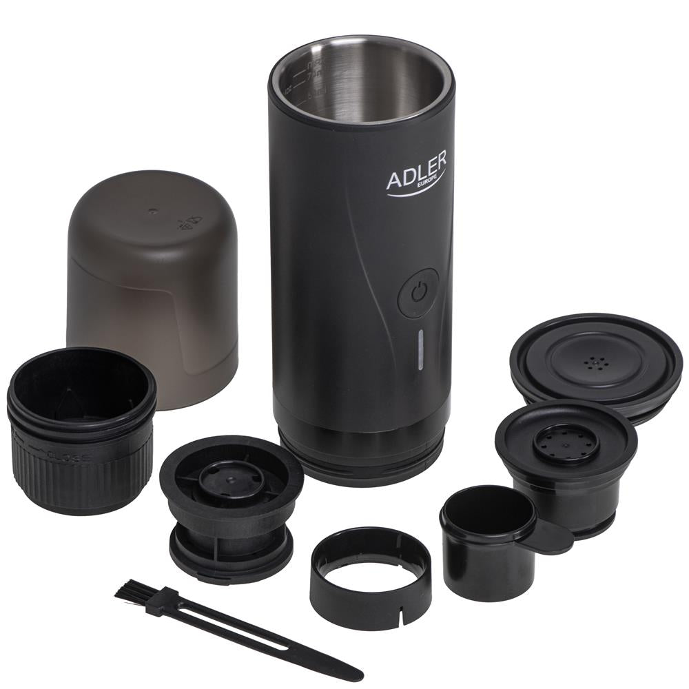 Adler AD 4400 tragbare elektrische Espressomaschine mit Wasserheizfunktion, 20 Bar, Akku