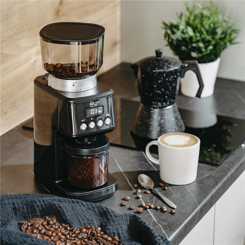 Adler AD 4300 Elektrische Kaffeemühle mit 300 g Bohnenbehälter Schwarz
