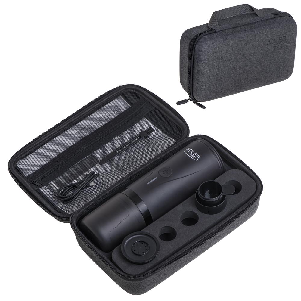 Adler AD 4400 tragbare elektrische Espressomaschine mit Wasserheizfunktion, 20 Bar, Akku