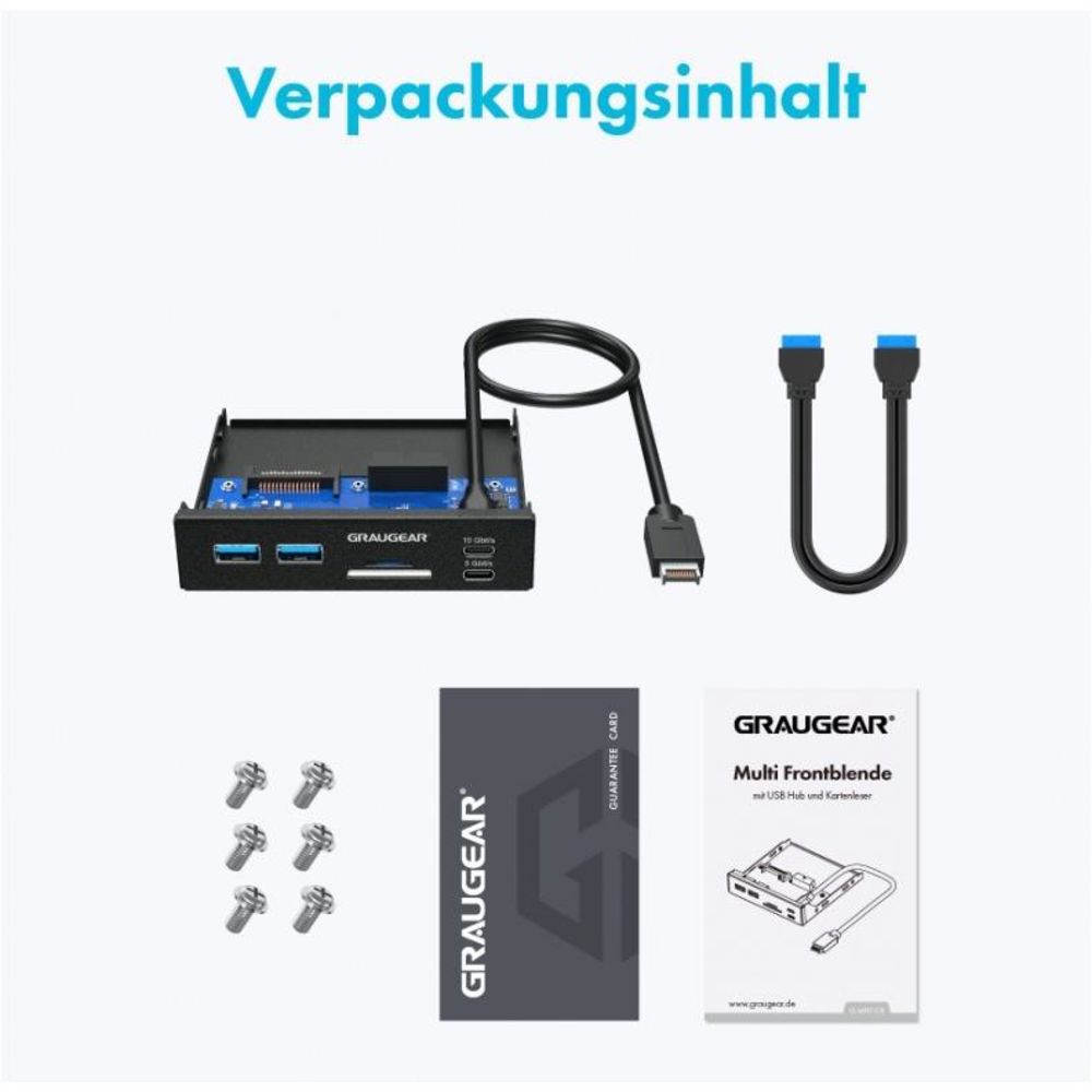 GRAUGEAR Multi Frontblende mit USB Hub und Kartenleser 3,5 Zoll