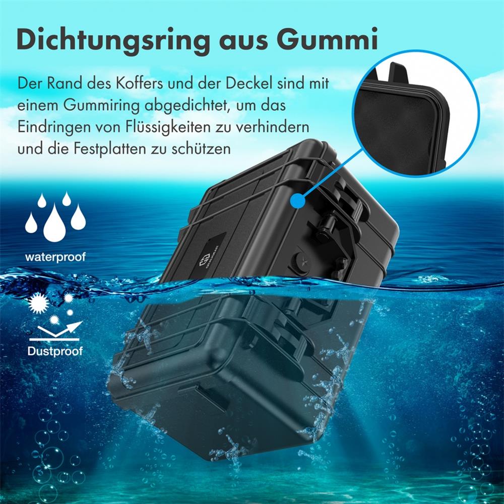GRAUGEAR Festplattenschutzkoffer für 19 HDD SSD stoßfest wasserabweisend