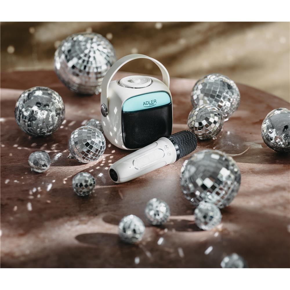 Adler AD 1199 Karaoke Lautsprecher mit Mikrofon Bluetooth Weiß