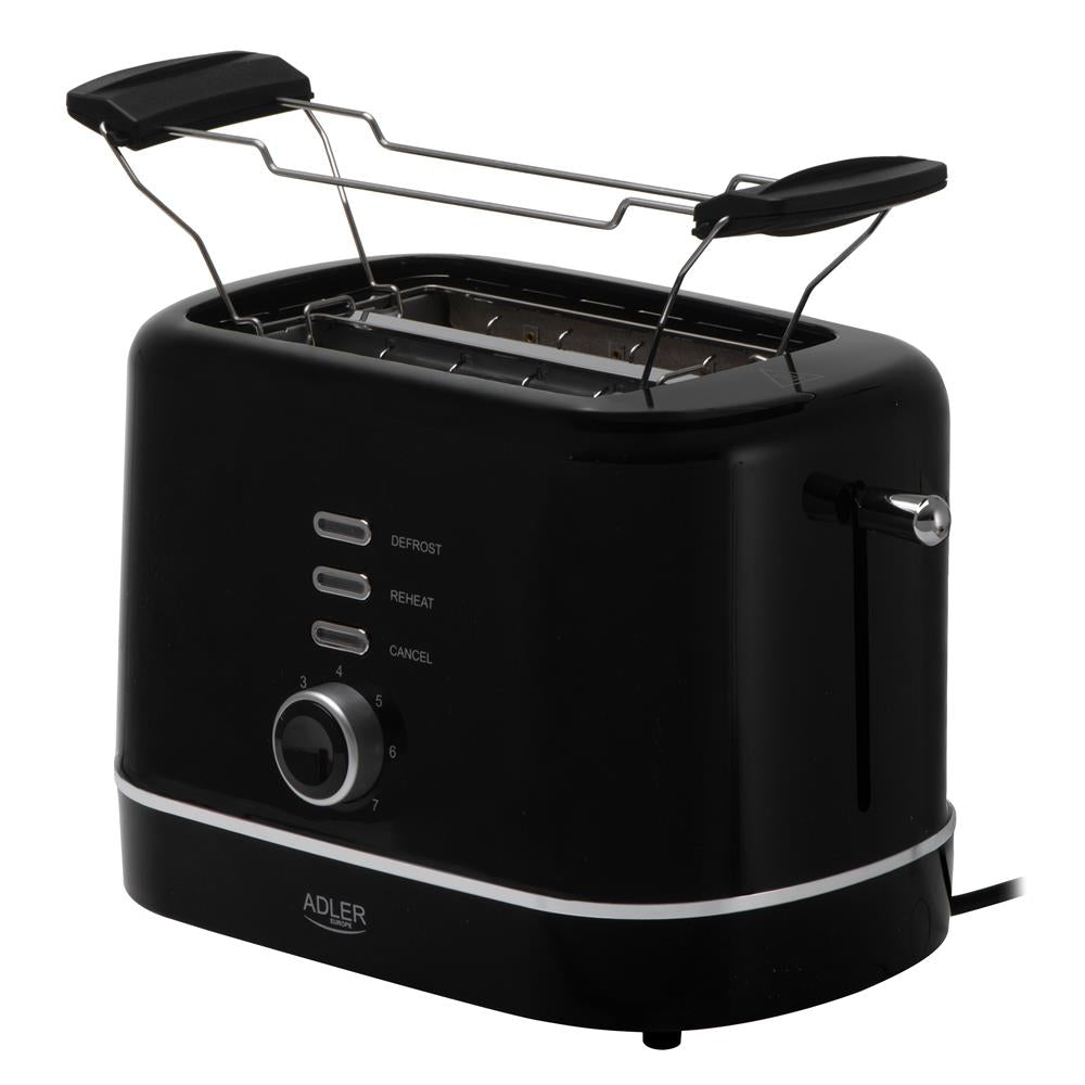 Adler AD 3224 Toaster Schwarz mit Brötchenaufsatz und 7 Stufen