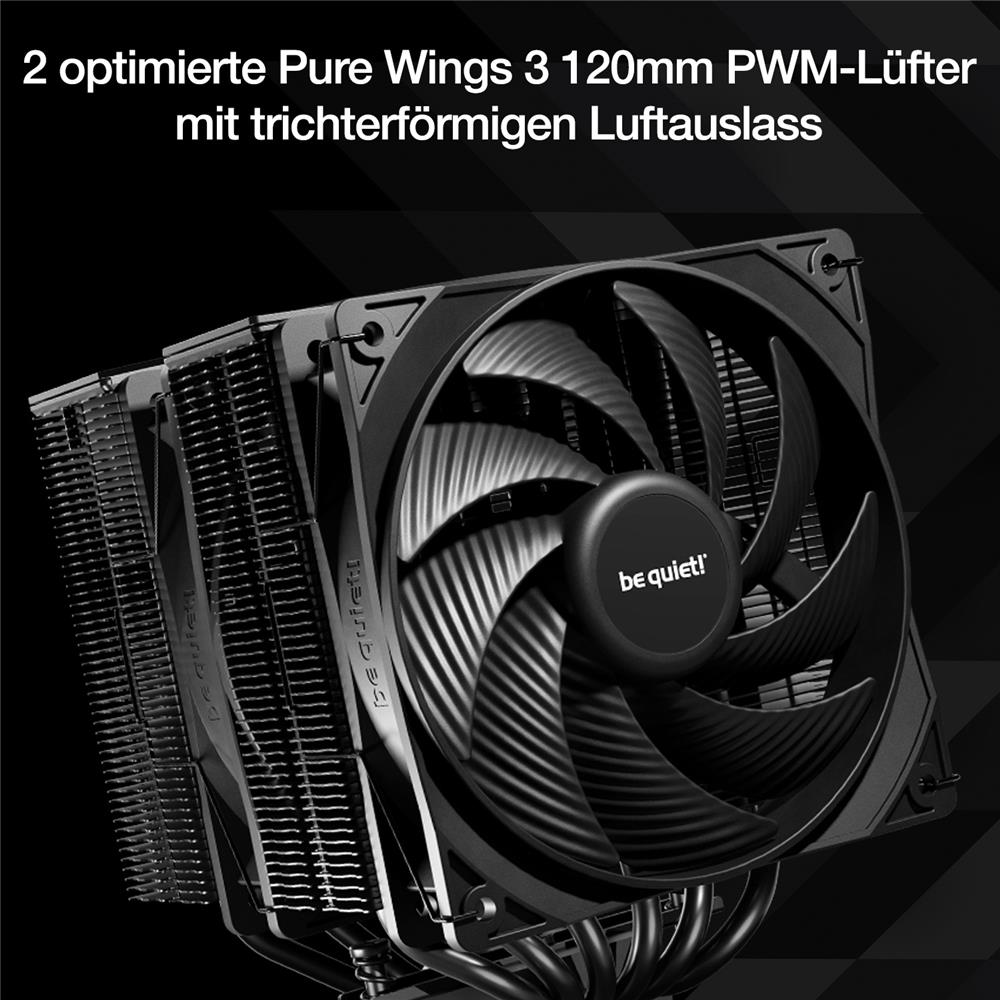 be quiet! Pure Rock Pro 3 Luftkühler beeindruckend hohe Kühlleistung 6 schwarze 6mm Hochleistungs-Heatpipes