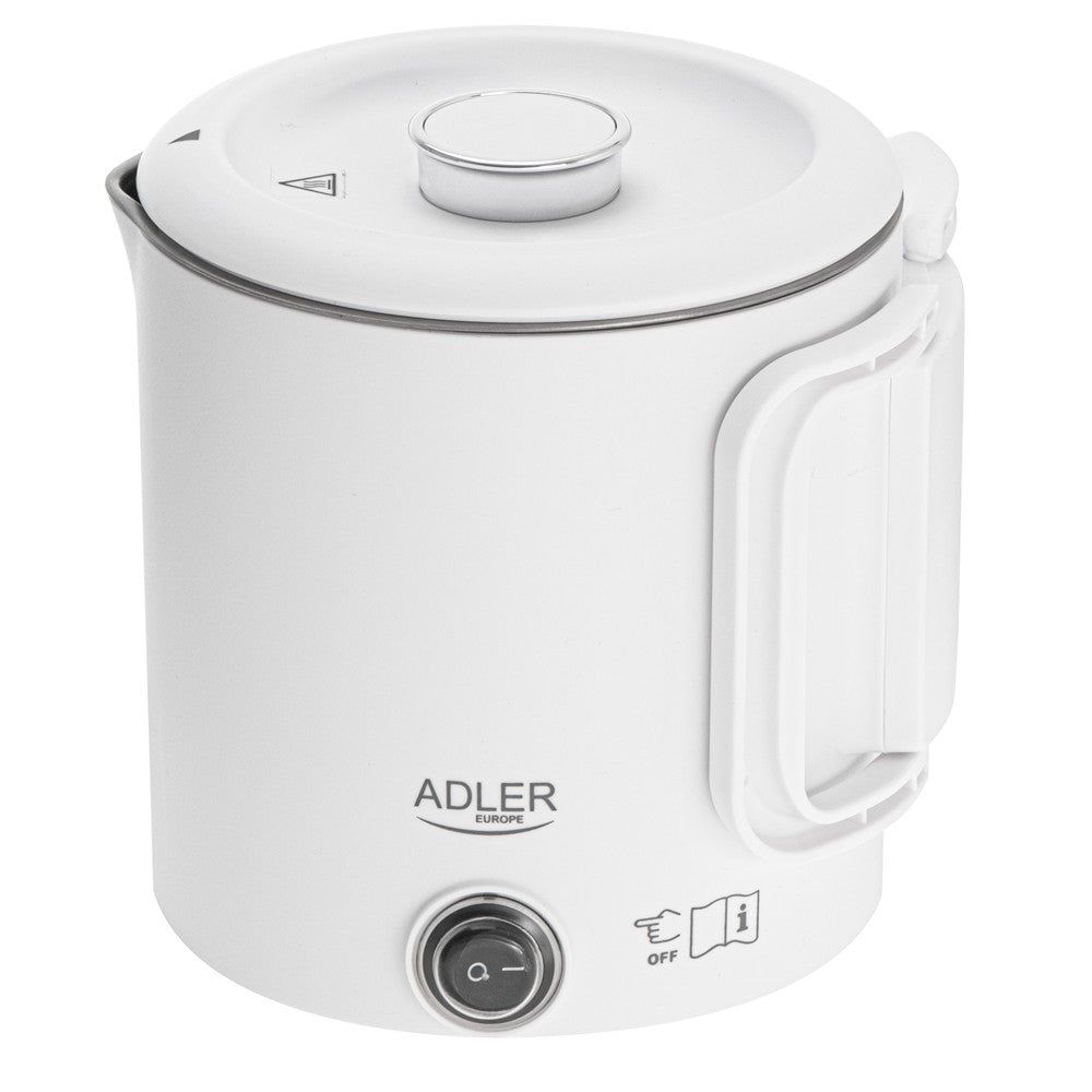 Adler AD 1388w Reisewasserkocher 0,8L kompakt leicht klappbarer Griff Weiß Camping