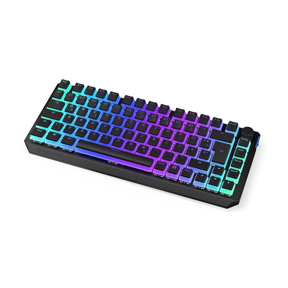ENDORFY Thock 75% Wireless DE Kailh Box Black Pudding, Tastatur, Schwarz, Beleuchtet, Kabellos, DE-Layout