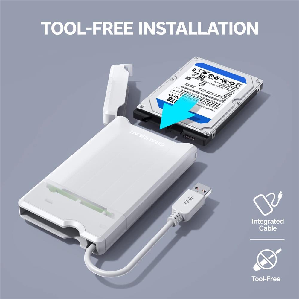 GRAUGEAR Externes Gehäuse für 2,5" Festplatte SSD/HDD inkl. USB-C zu USB-A Adapter