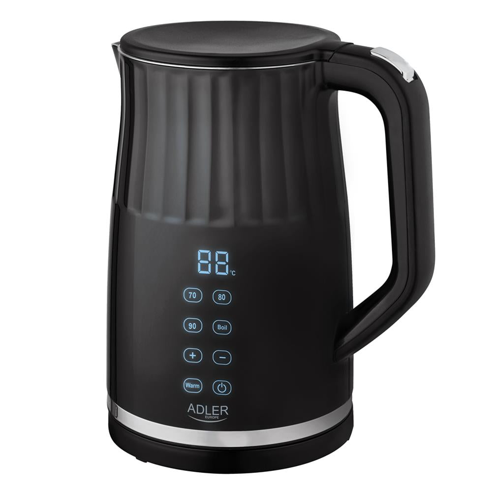 Adler AD 1350 Wasserkocher 1,7 Liter mit LED Temperaturregelung und Doppelwand Gehäuse Schwarz