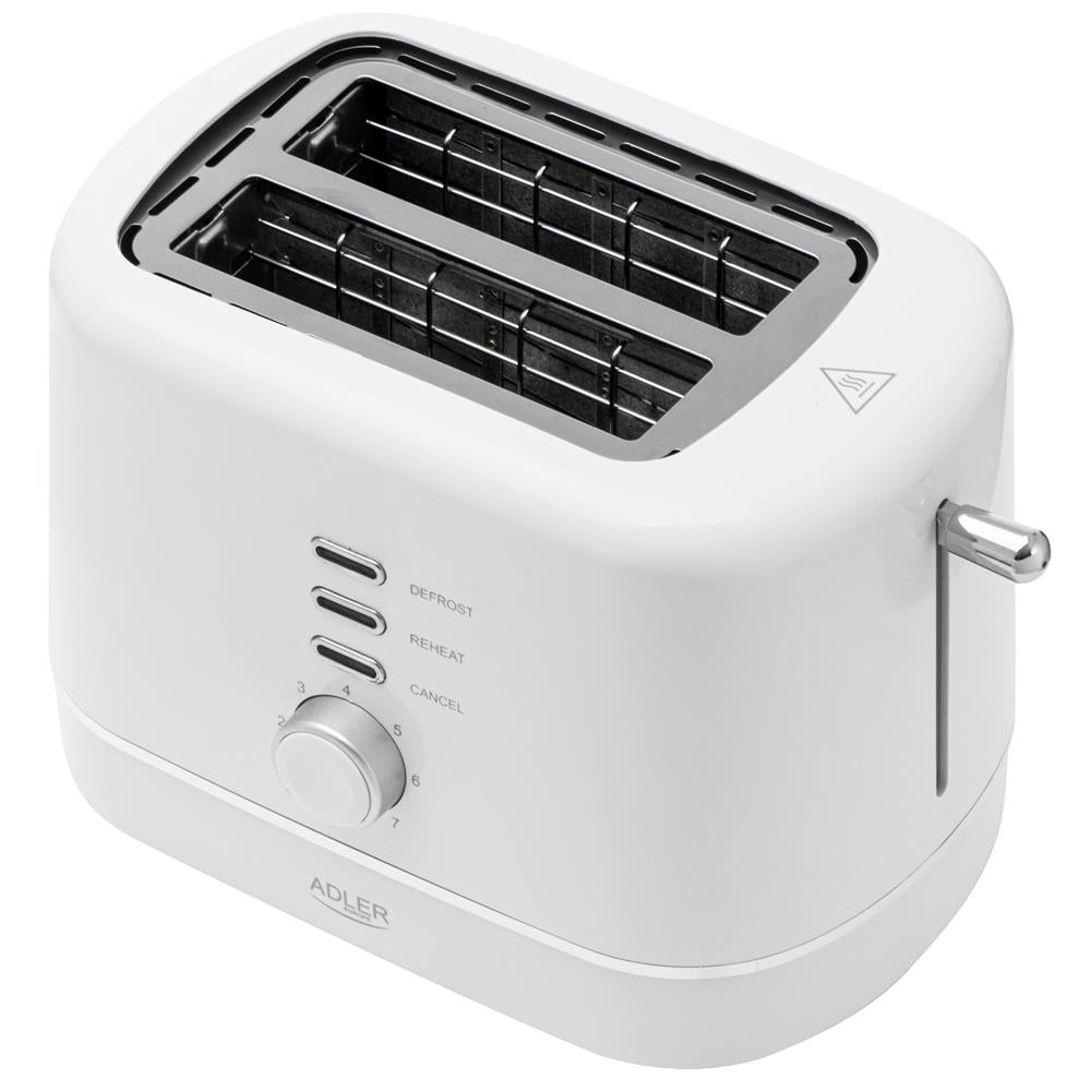 Adler AD 3224 Toaster Weiß Auftauen Brötchenaufsatz 7 Stufen Rutschfeste Füße Herausnehmbare Krümellade