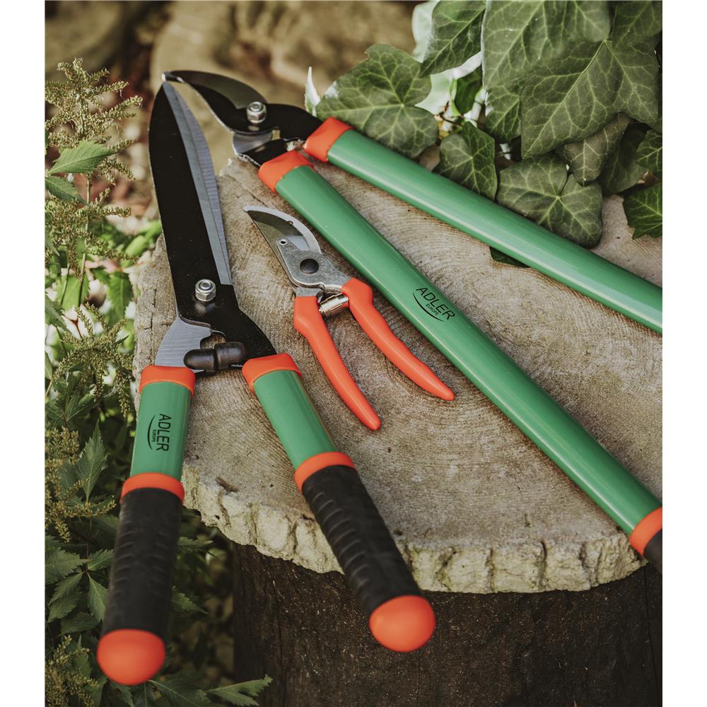 Adler AD 6805 Gartenscheren-Set 3-teilig für Blumen, Sträucher und Äste, ergonomisch, grün