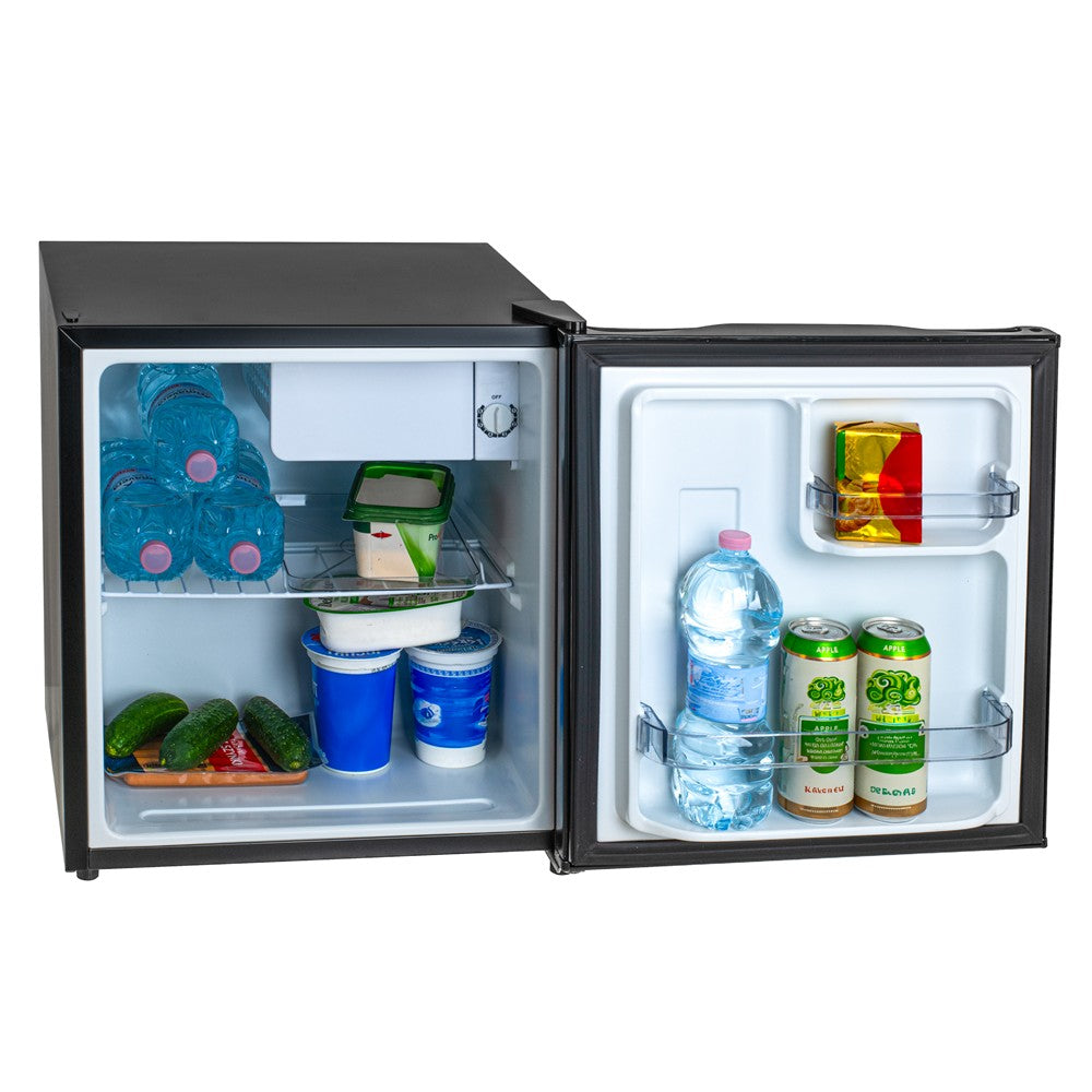Adler AD 8096b Mini Kühlschrank 45L Metalltür Abtausystem 6 stufige Kühlregelung, für Getränke, Büro, Hotel, Gästezimmer und Ferienwohnung Schwarz