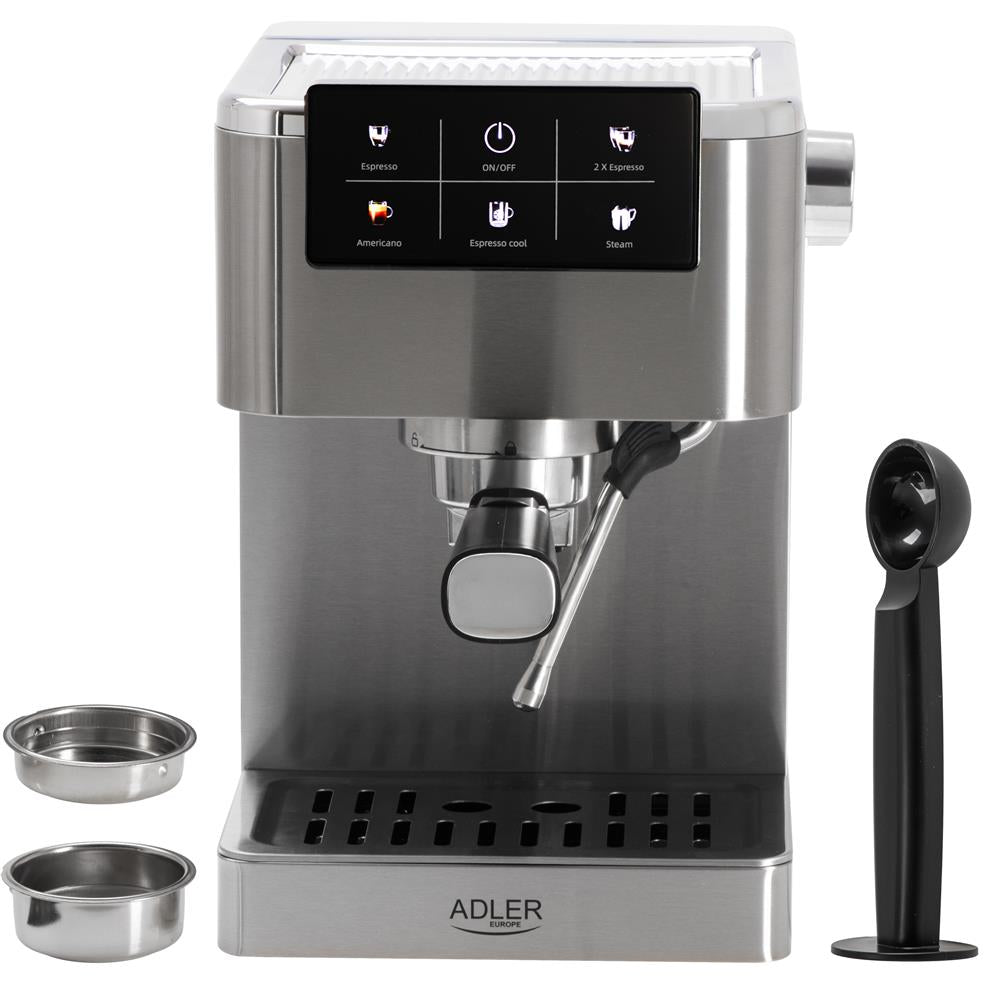 Adler AD 4390 Siebträgermaschine 20 Bar, PID Temperaturkontrolle, Thermoblock, Milchaufschäumer, 1350 W