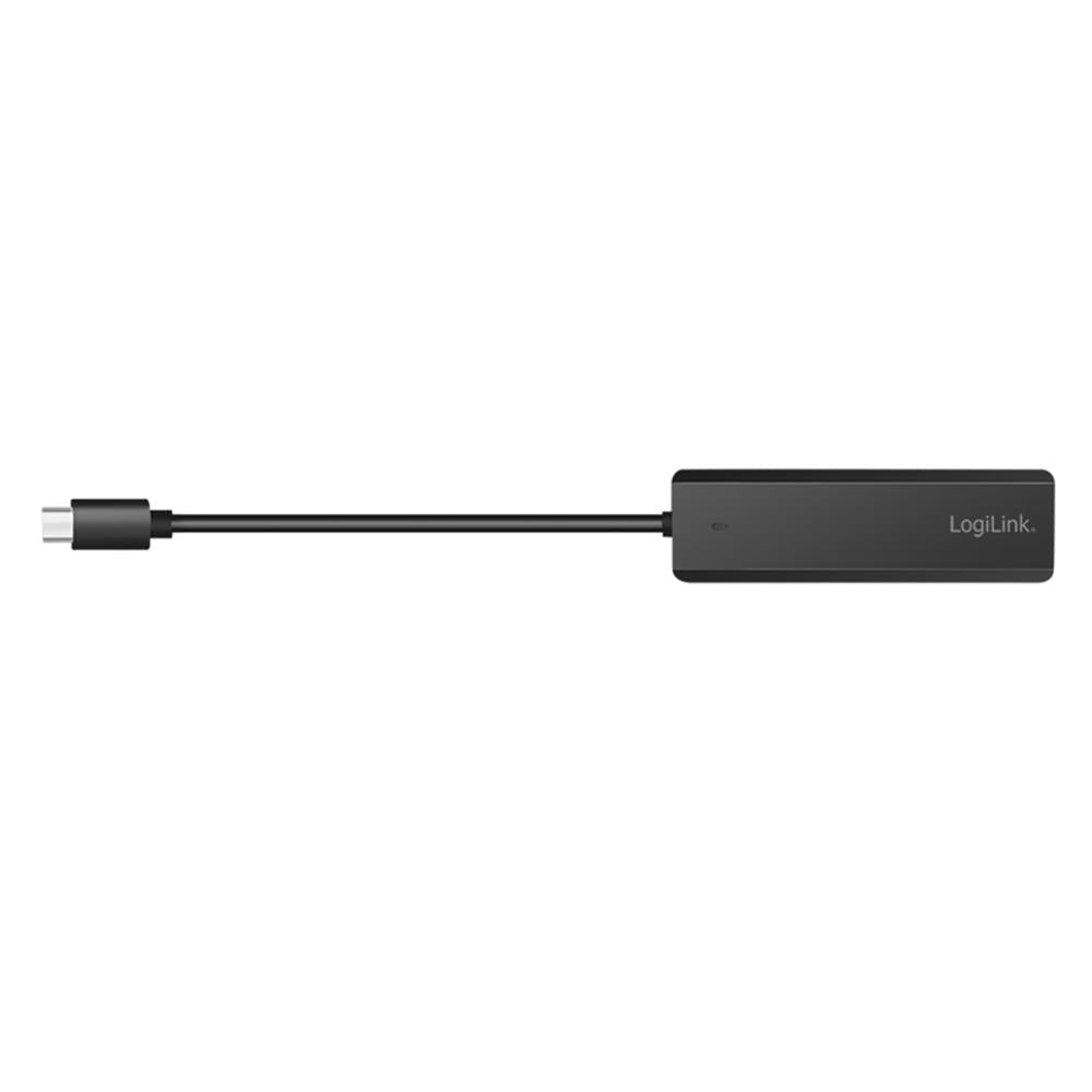 LogiLink Ultra-Slim USB-C-Hub, 4 Ports (2x USB-A, 2x USB-C), Schwarz
