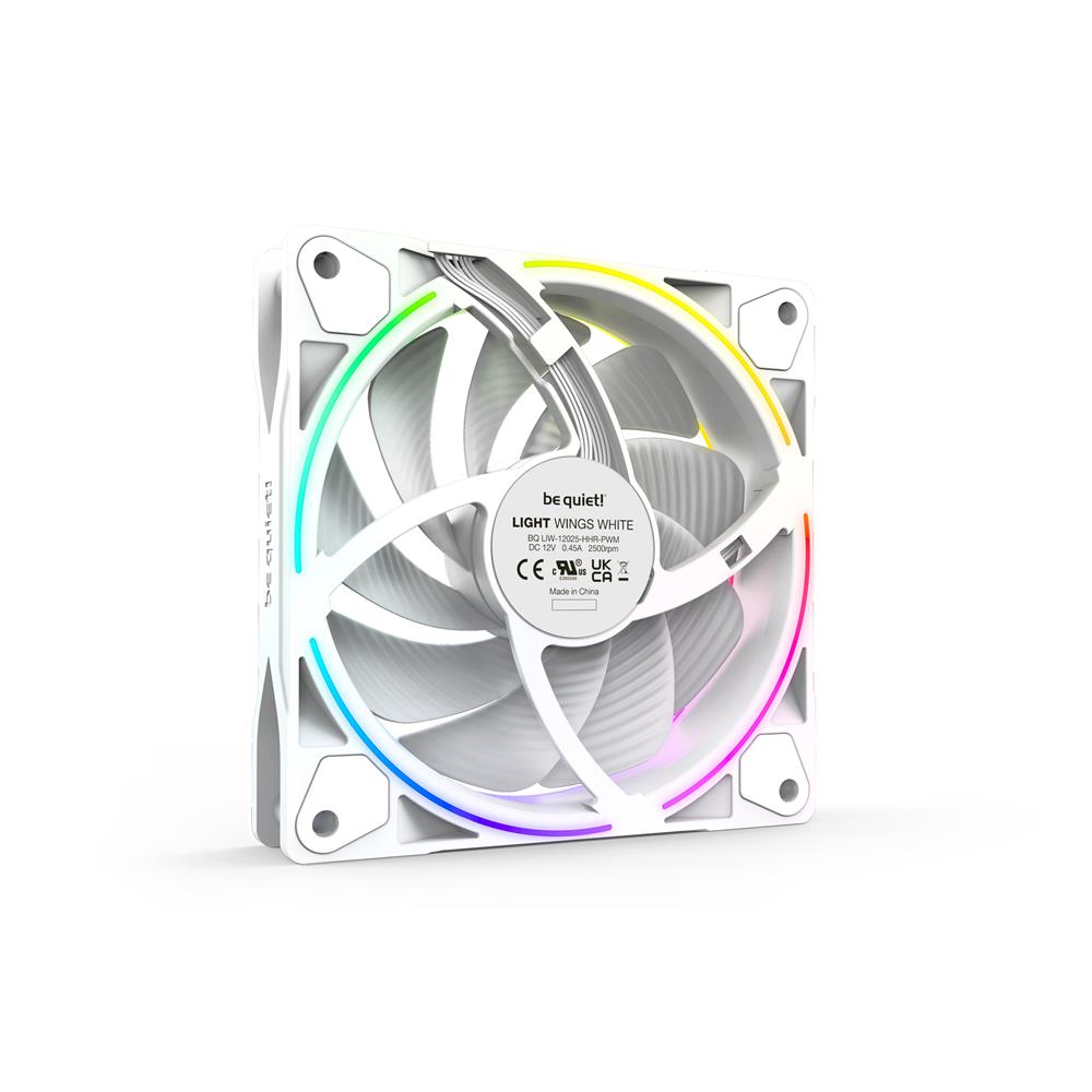 be quiet! Light Wings White 120mm PWM high-speed 3er Pack 4-pin Gehäuselüfter mit ARGB-Beleuchtung