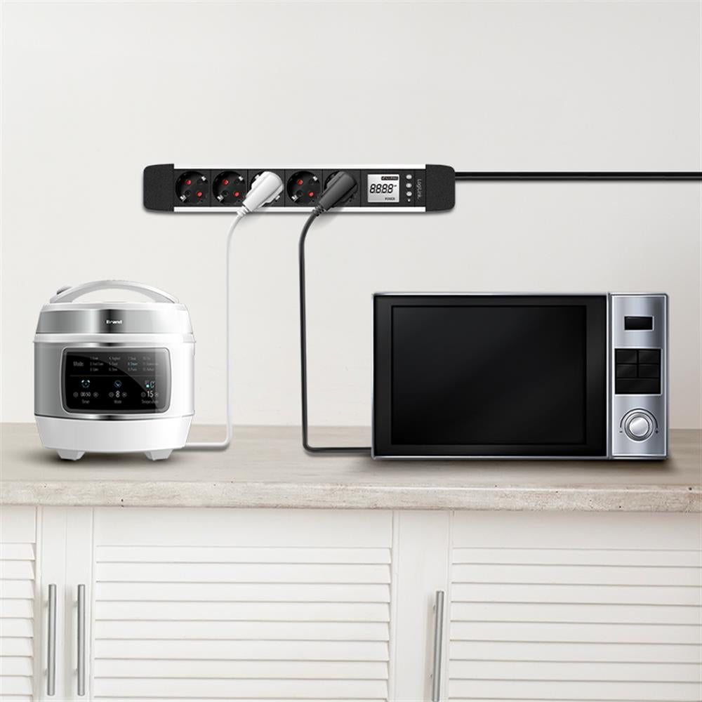 LogiLink 5-fach Steckdosenleiste mit LCD-Display für Energieverbrauch & CO₂-Emission