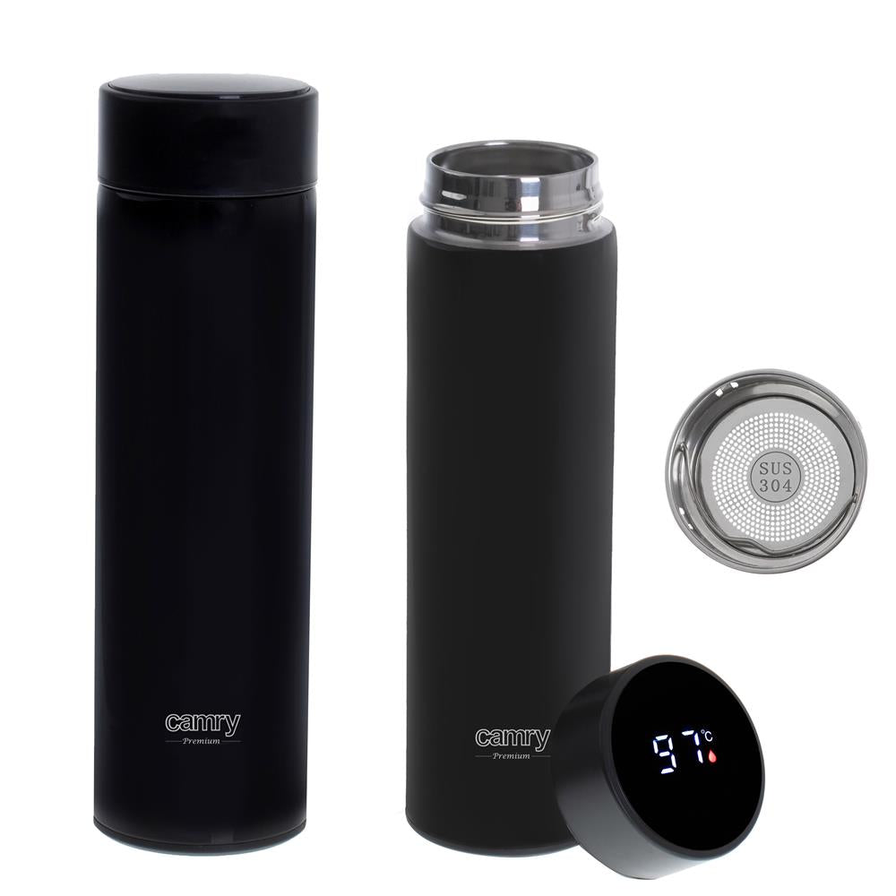 Camry CR 4507bk Thermoskanne mit LED-Temperaturanzeige – 473 ml, schwarz