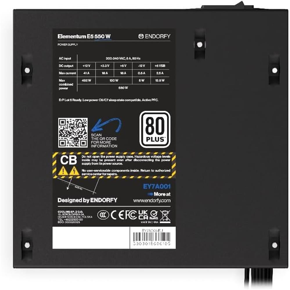 ENDORFY Elementum E5 550W ATX PC Netzteil mit 80 PLUS