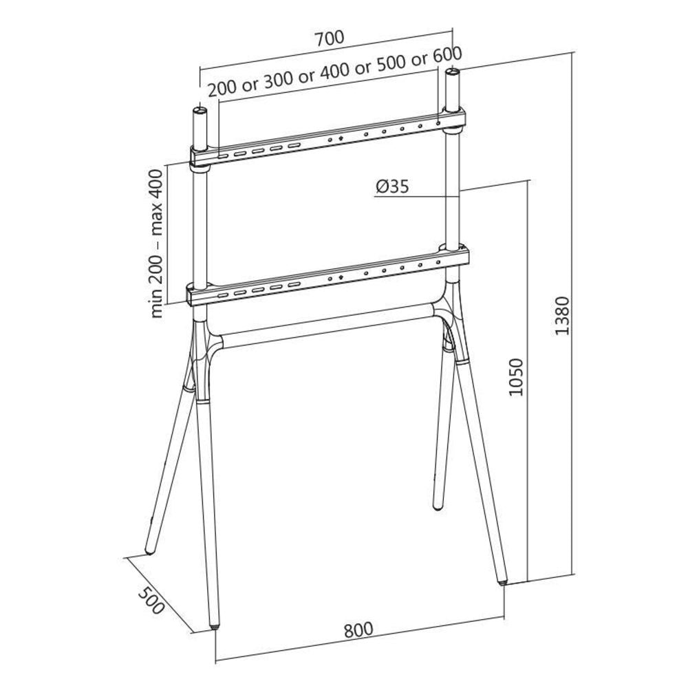 LogiLink BP0078 TV Ständer mit Walnussholz Beinen für 49 bis 70 Zoll
