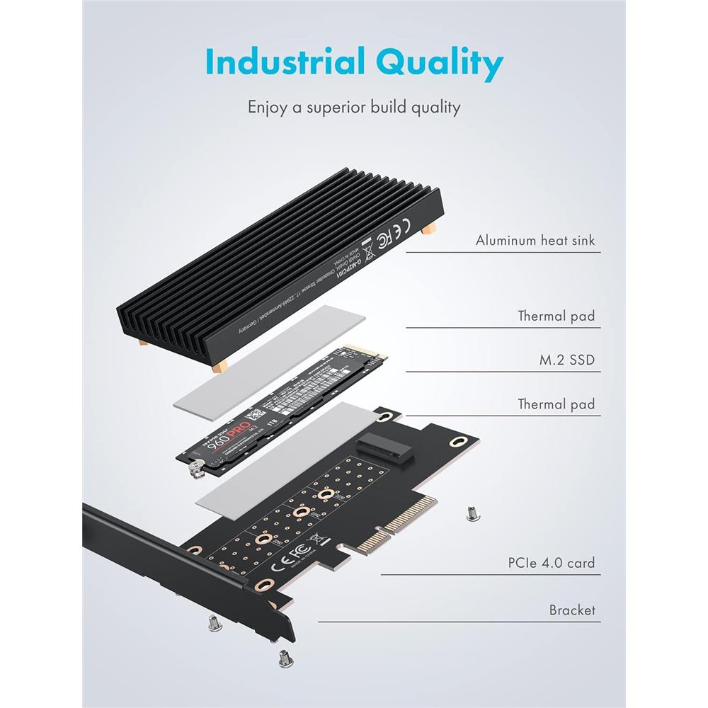 GRAUGEAR M.2 NVMe PCIe 4.0 Adapterkarte mit Kühlkörper
